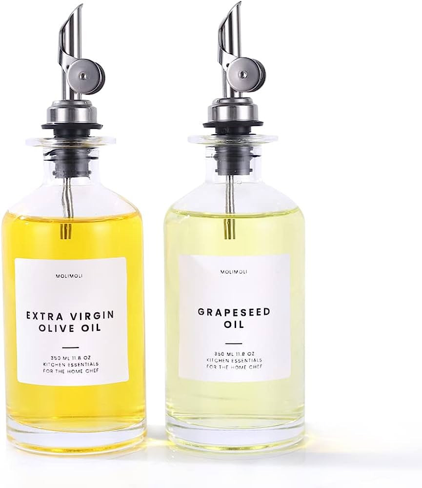 Molimoli Oil and Vinegar Dispenser with Metal Pour Spout, Weighted Pourer, Glass Bottle Dispenser... | Amazon (US)