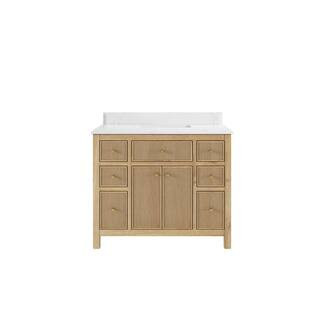 Sonoma Teak 42 in. W x 22 in. D x 36 in. H Single Sink Bath Vanity in Light Teak with 1.5 in. Empira Quartz Top | The Home Depot