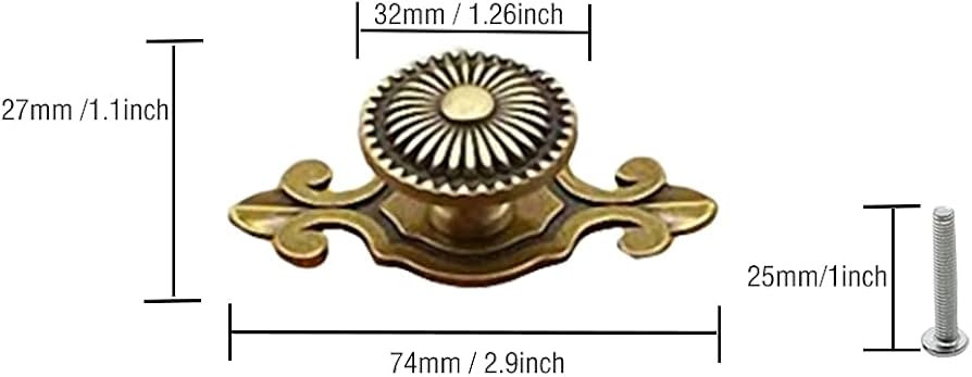CSKB Golden Brass Antique Vintage Retro Drawer Cabinet Metal Knobs with Backplates 12 PCS,Mushroo... | Amazon (US)