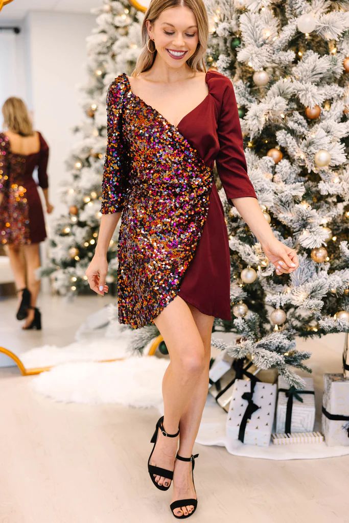 Out On The Dance Floor Burgundy Red Sequin Dress | The Mint Julep Boutique