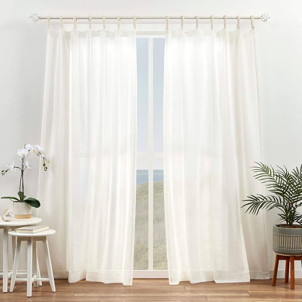 Exclusive Home Curtains Duncan Sheer Braided Tab Top Curtain Panels, 54"x84", Natural, Set of 2 | Amazon (US)