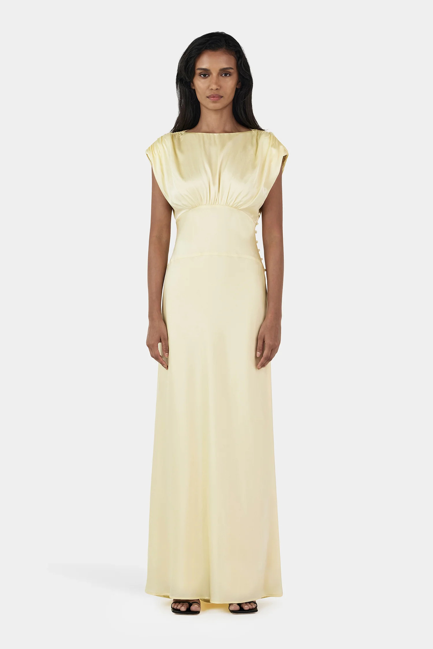 Meredith Silk Dress Butter | Hansen and Gretel