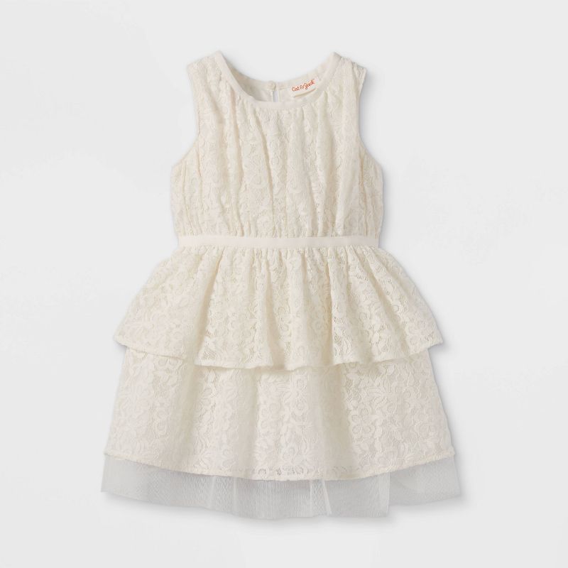 Toddler Girls' Tiered Lace Tank Dress - Cat & Jack™ Cream | Target