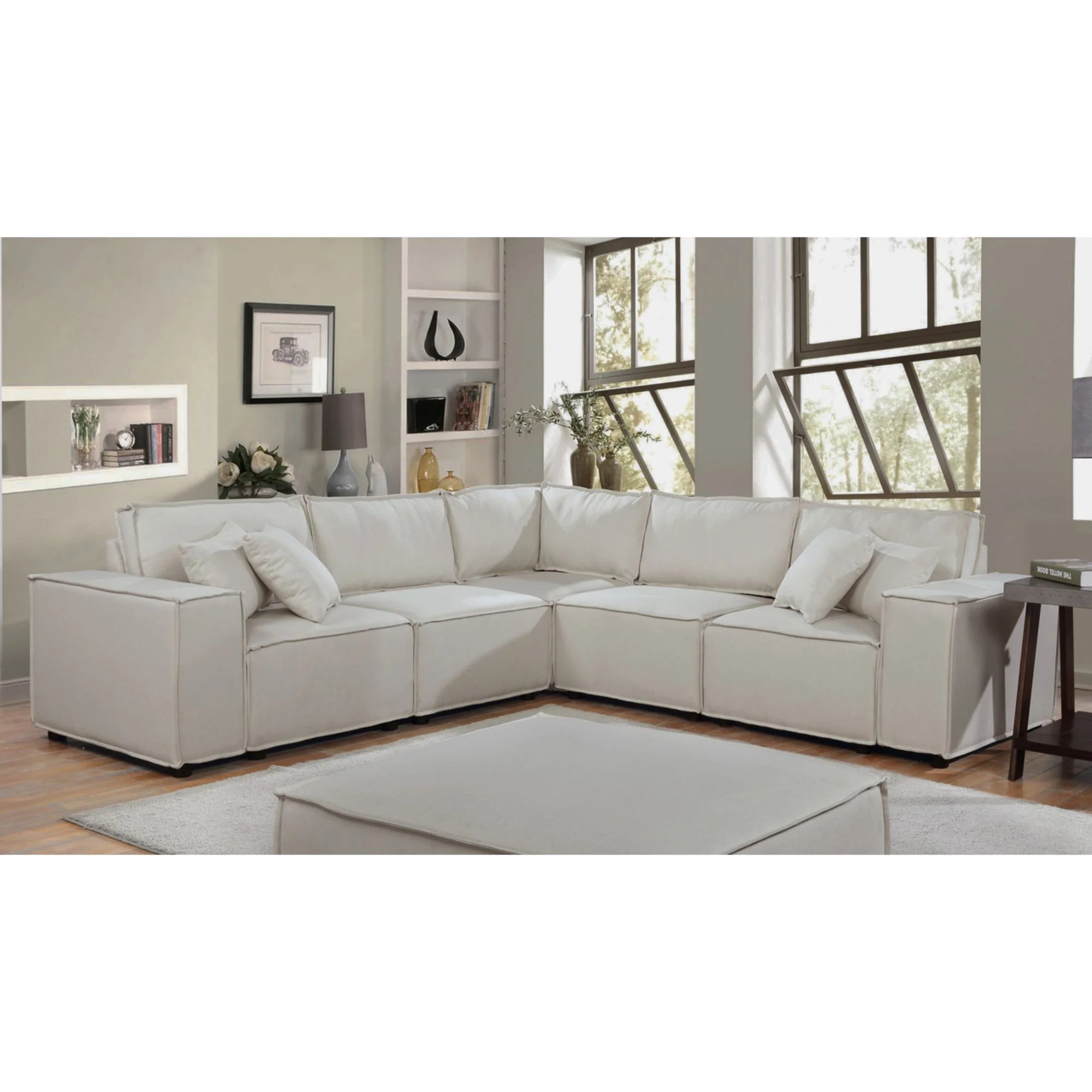 8.25' Cream Beige Linen Modular Sectional Sofa | Walmart (US)