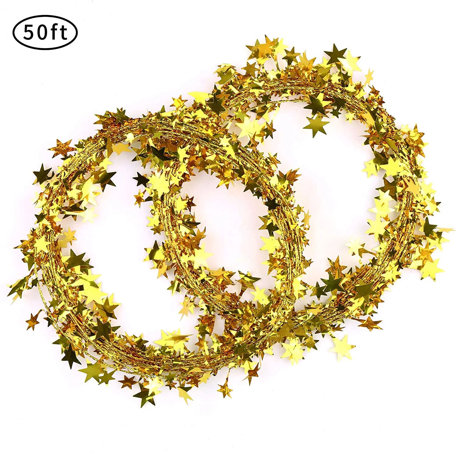 Star Wire Garlands 50 FT gold Star Tinsel Garlands for Crafts and Decoration. | Walmart (US)