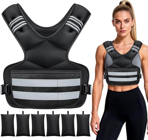 Weighted Vest, Adjustable 4-11lb Rucking Vest for Women and Men with Pocket and Reflective Stripe for Workout and Strength Training | Amazon (US)