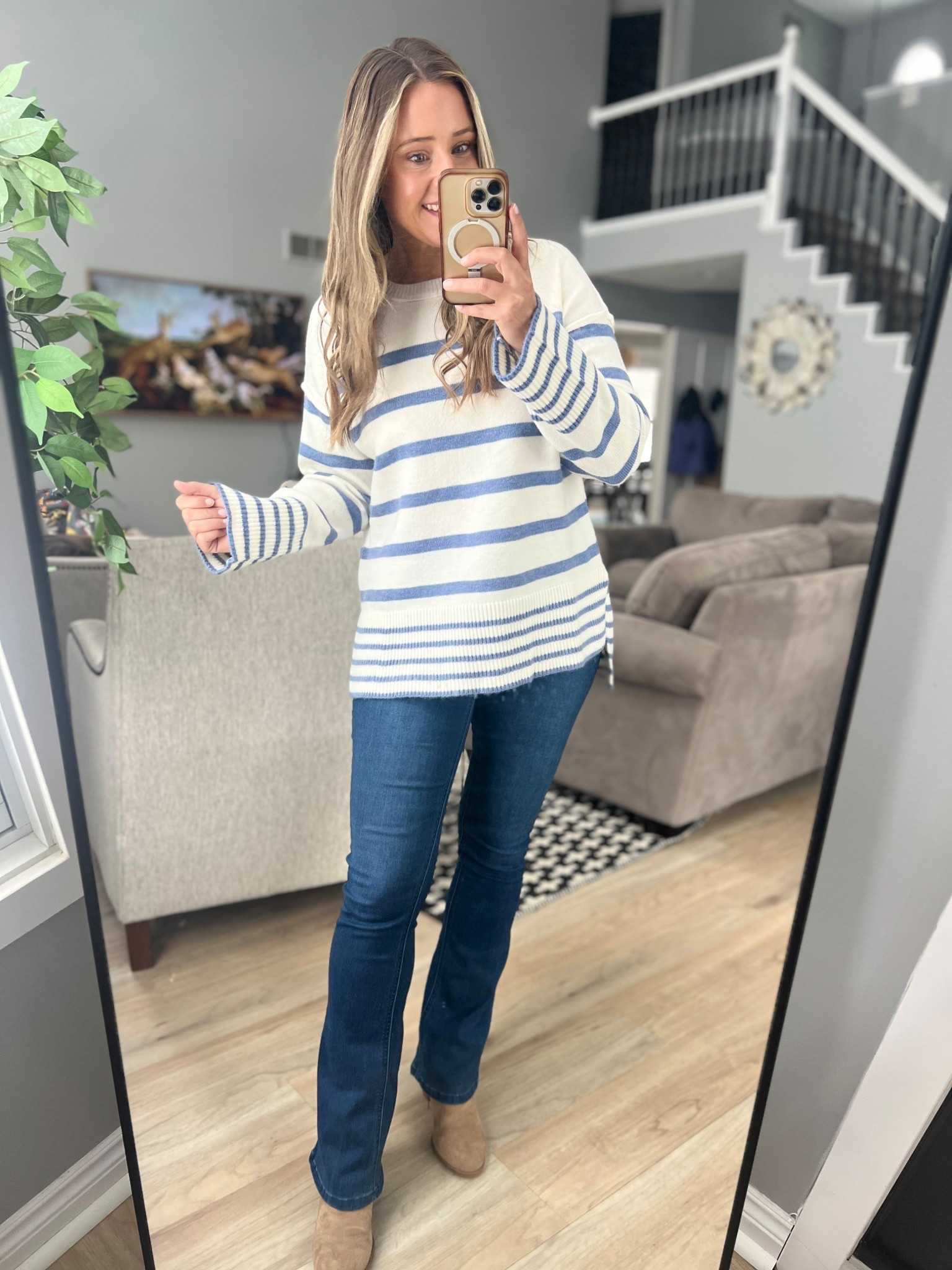 Casual FriYay! So excited for the weekend! Loving this sweater with the step hem! 

#LTKootd #LTKOver40