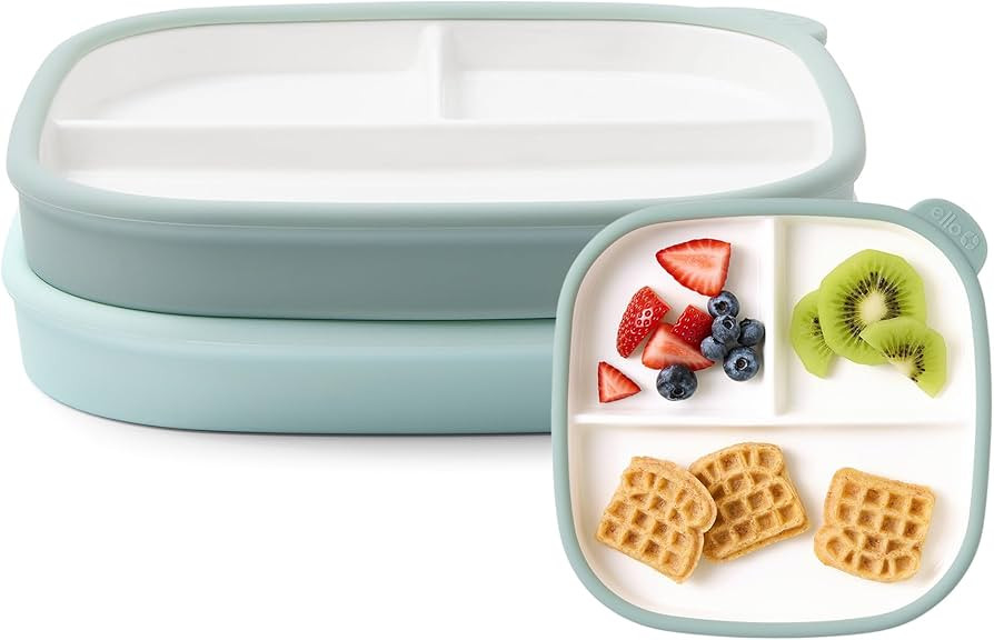 Ello Clean Start Toddler Breakfast Plate 2 Pack | BPA-Free Ceramic Plates with Divider & Silicone... | Amazon (US)