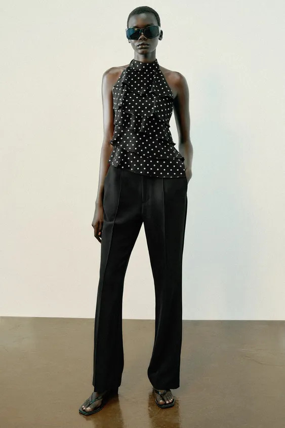 POLKA DOT RUFFLE HALTER TOP | Zara UK