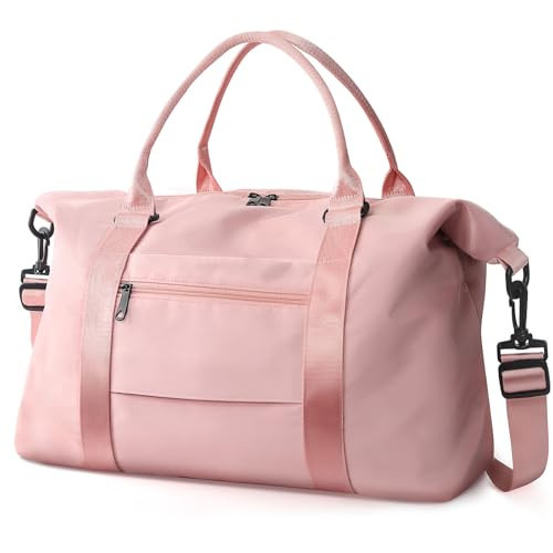 TOPBAG Travel Duffle Bag, Waterproof Weekender Carry On Tote Bags for Women, Sport Gym Bag for Men, Hospital Bag for Labor and Delivery, Overnight Luggage Bag with Trolley Sleeve Coral Pink | Amazon (US)