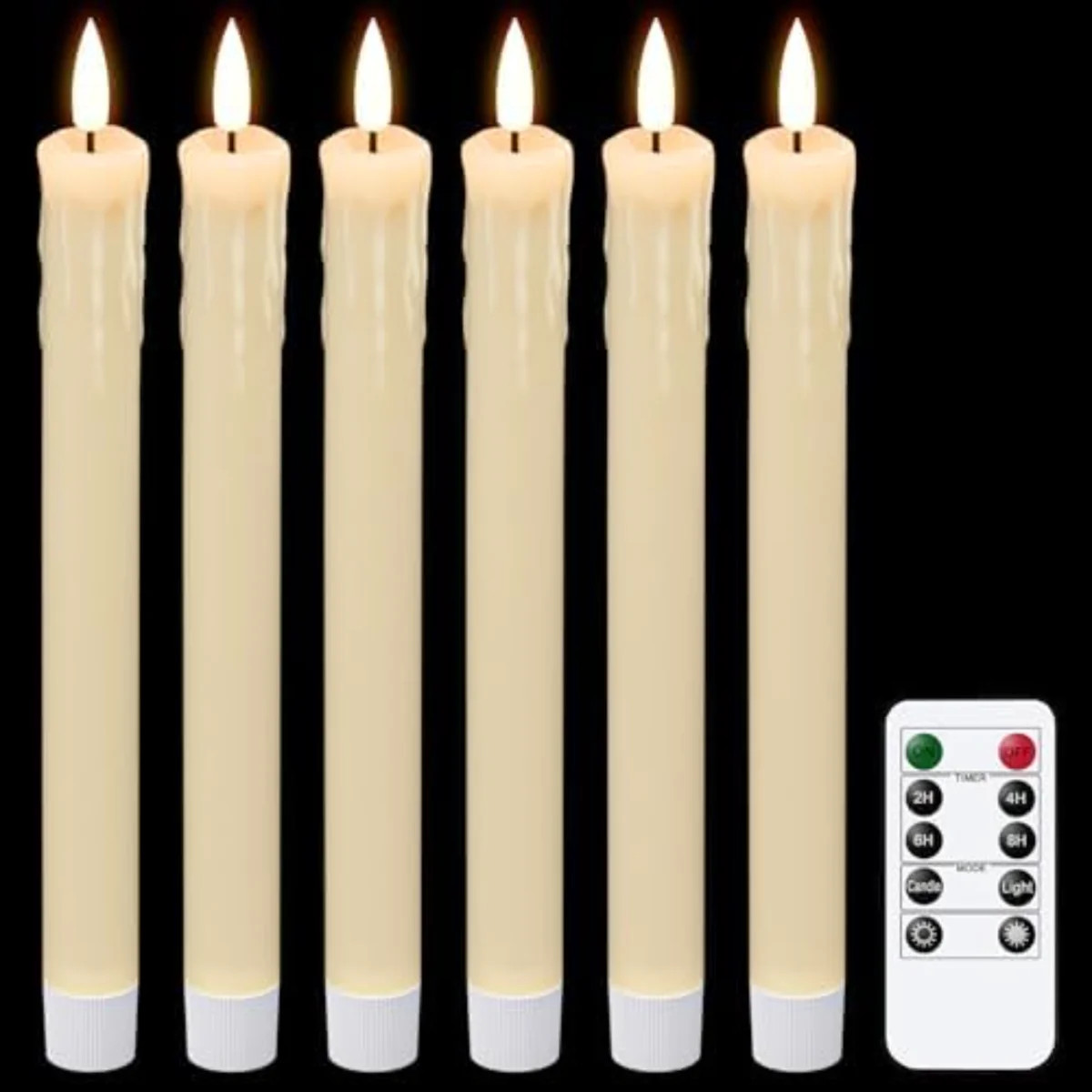 Drip Wax Flameless Taper Candles Flickering With 10-Key Remote, Battery Operated Led Warm 3D Wick... | Wayfair North America