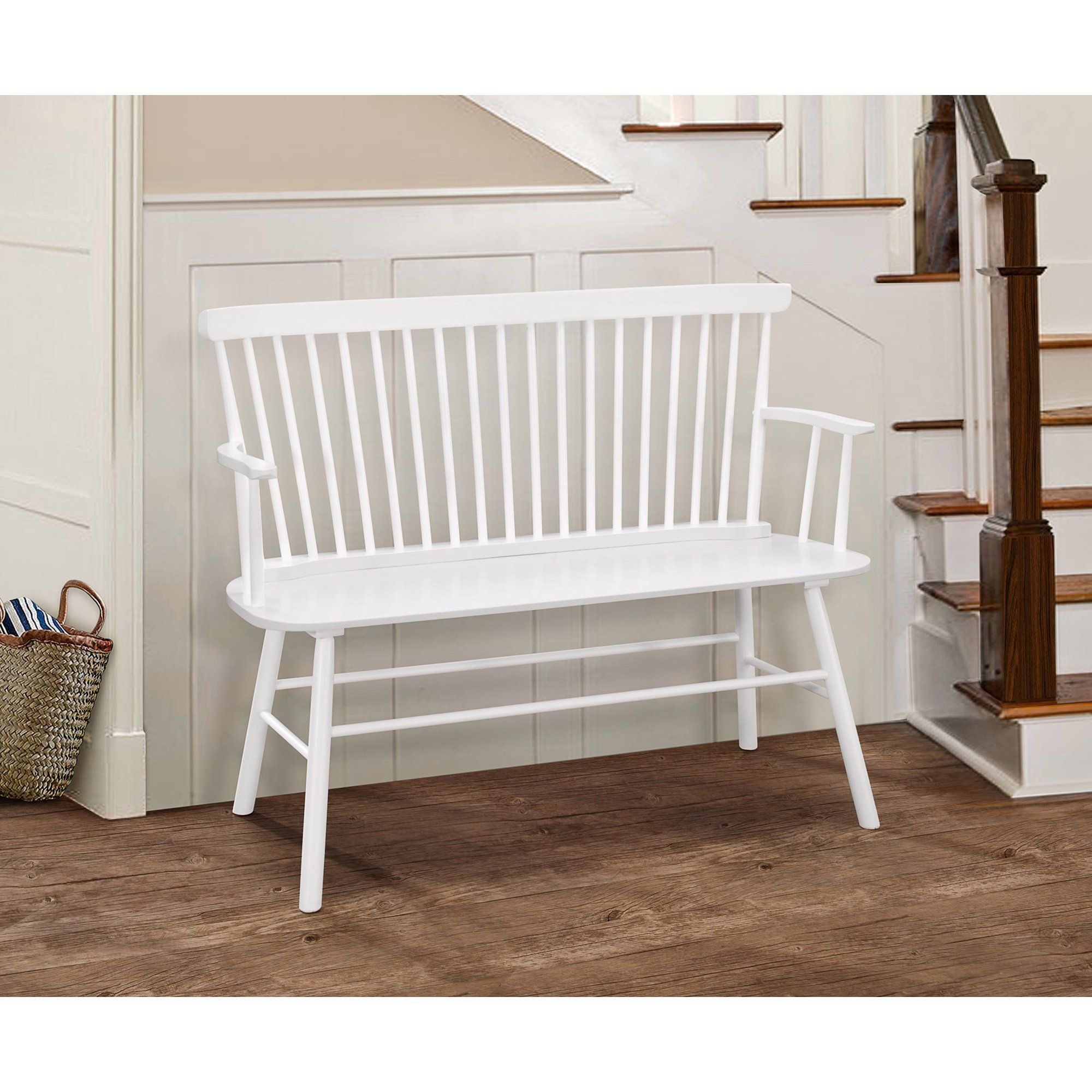 Jerimiah Entryway Spindleback Bench, White | Walmart (US)