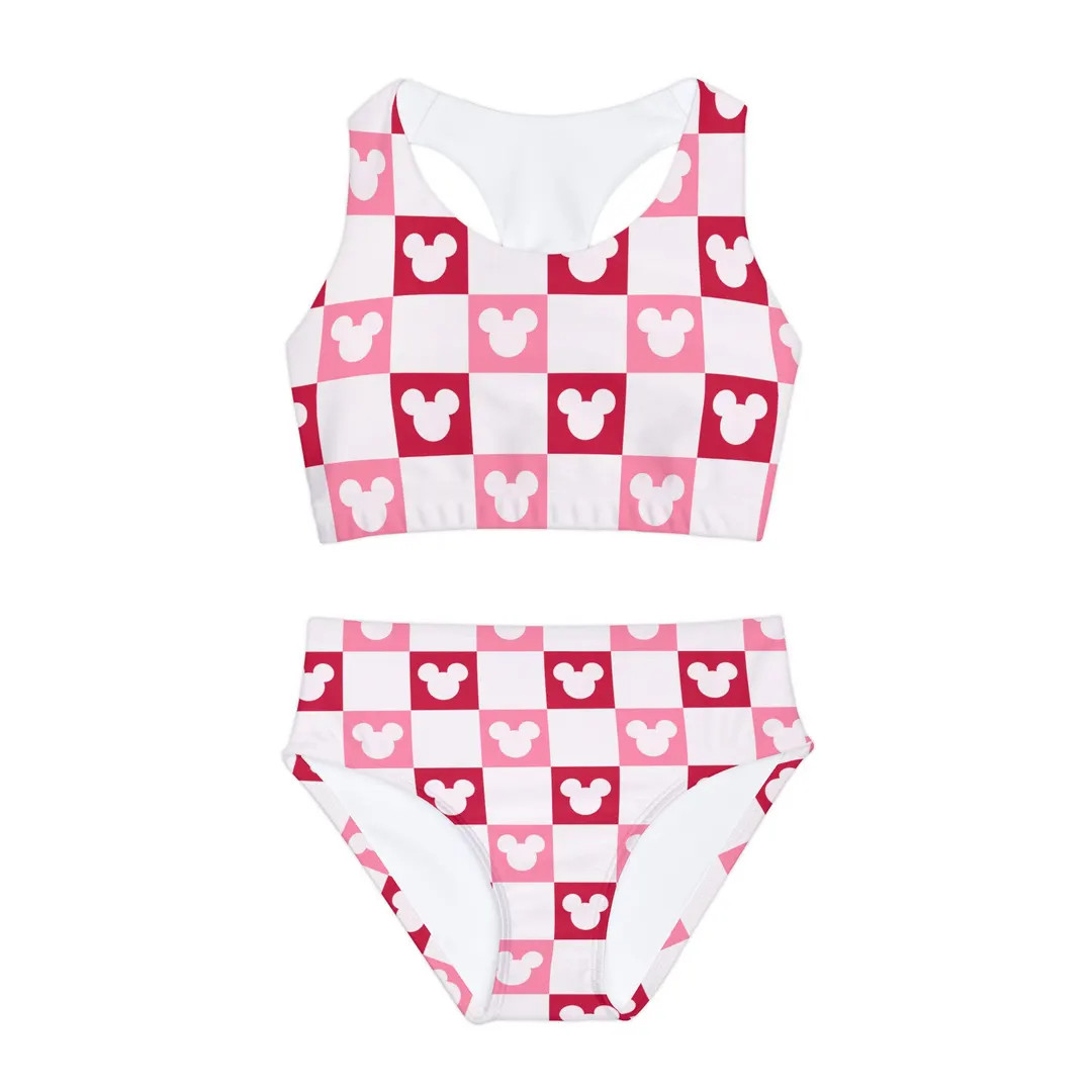 Checkered Disney Girls Two Piece Swimsuit, Swimwear, Bathing Suit, Kids Beachwear, Theme Park Out... | Etsy (US)