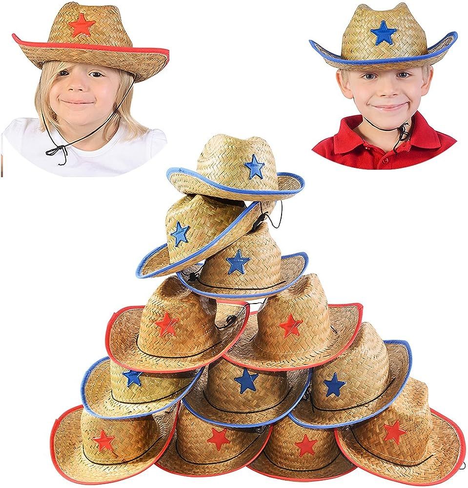Funny Party Hats Cowboy Party Hats - 12 Straw Cowboy Hats - Cowboy Hats Bulk - Cowboy Party Favor... | Amazon (US)