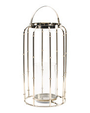 11x21 Metal Bamboo Cage Candle Holder With Glass Dome | Furniture & Lighting | Marshalls | Marshalls