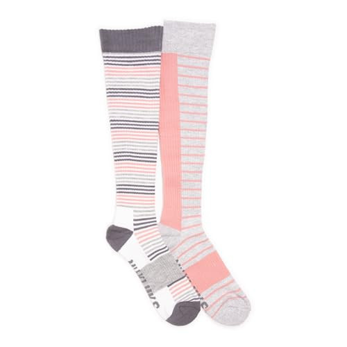 MUK LUKS Women's 2 Pair Pack Cotton Compression Socks, Grey/Pink, Knee-High (OS Wide) | Amazon (US)