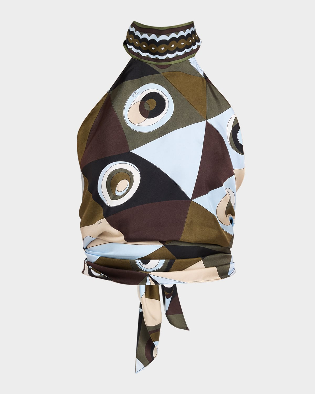 Occhi-Print Silk Twill Halter Top | Neiman Marcus