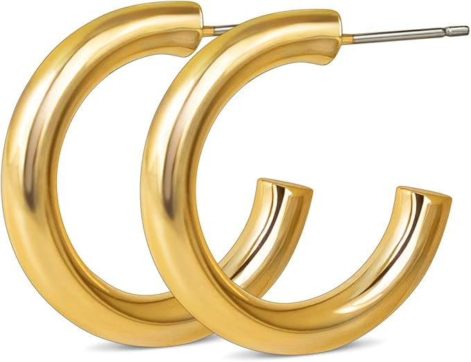 14k Gold Hoop Earrings for Women | 14 Karat Gold Hoop Earrings Set, Small Gold Hoop Earrings for ... | Amazon (US)