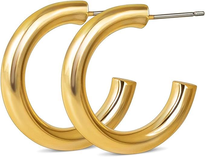 14k Gold Hoop Earrings for Women | 14 Karat Gold Hoop Earrings Set, Small Gold Hoop Earrings for ... | Amazon (US)