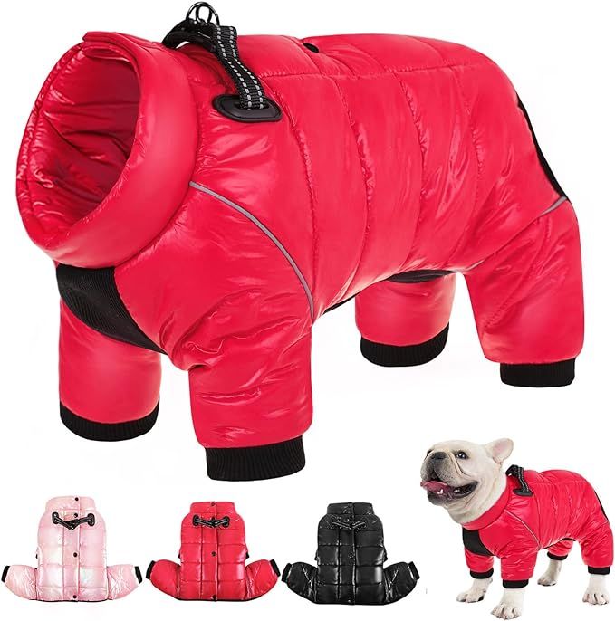 AOFITEE Dog Coat, Waterproof Dog Jacket for Winter, Warm Fullbody Dog Snowsuit, Zip Up Fleece Dog... | Amazon (US)