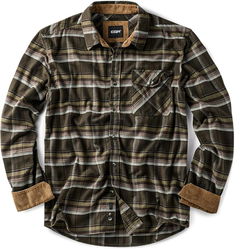 CQR Men's 100% All Cotton Button Down Flannel Shirts, Long Sleeve Brushed Warm Soft Casual Outdoo... | Amazon (US)