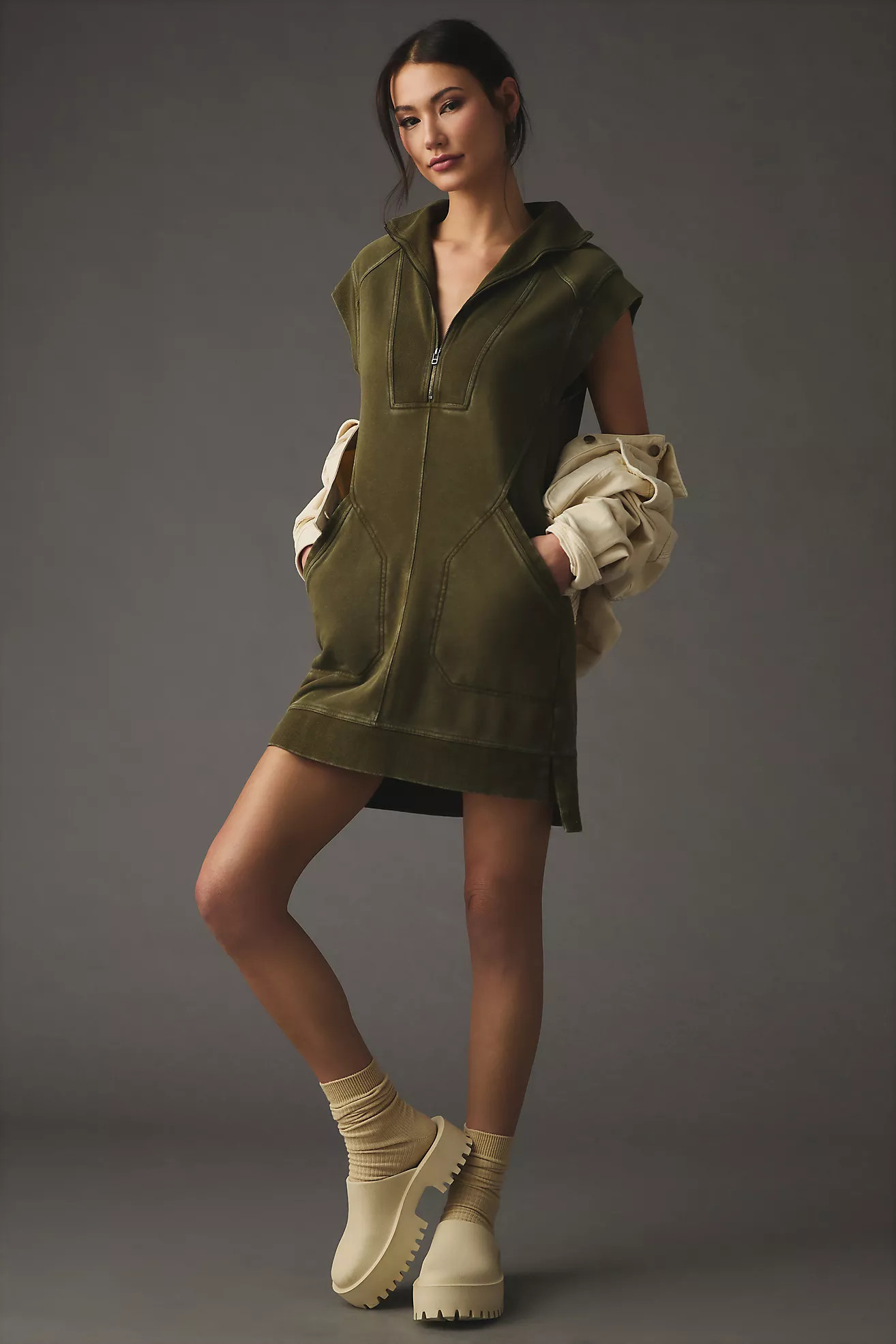 Daily Practice by Anthropologie Meru Zip-Front Mini Dress | Anthropologie (US)