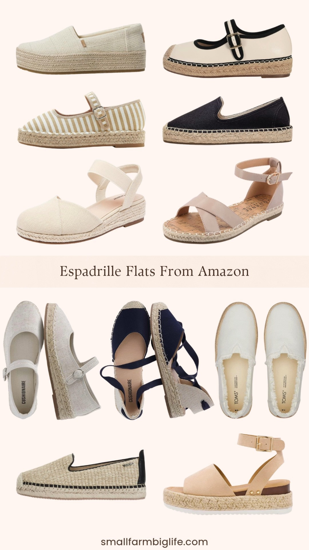
Espadrille flats are the summer shoe I reach for constantly and Amazon has so many beautiful styles right now! From classic canvas slip ons and Mary Jane espadrilles to platform styles, strappy crisscross sandals, ankle strap designs, and the most charming striped canvas flats, all from great brands like TOMS, DKNY, CUSHIONAIRE, and more, there is a perfect espadrille flat for every outfit and every occasion this summer. So comfortable and so easy to style. Linking all my favorites below! 

 #LTKootd #LTKSeasonal #LTKOver40