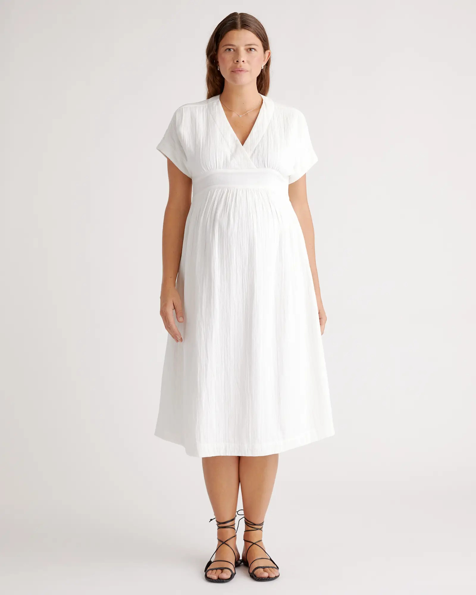Organic Cotton Gauze Maternity Midi Dress | Quince