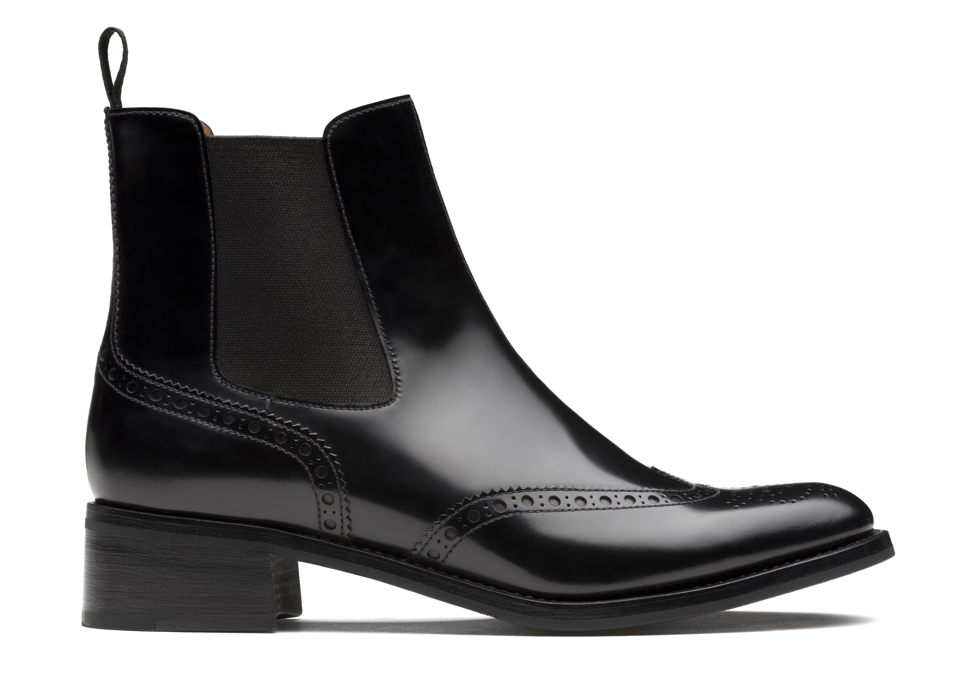 Estella r Polished Fumè Chelsea Boot Brogue Black | Church's Footwear UK