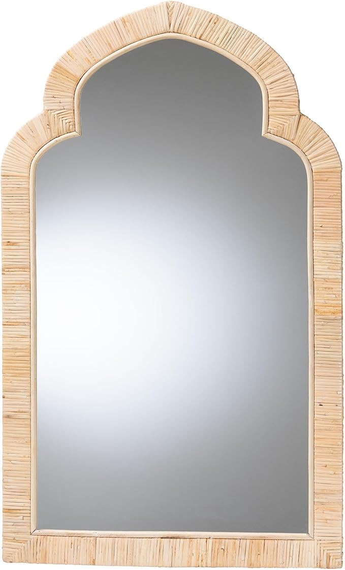 Bali & pari Plautilla Natural Rattan Arched Wall Mirror - Decorative Hand Wrapped Wicker Accent M... | Amazon (US)