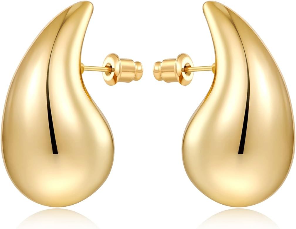MUYAN Long Waterdrop Earrings for Women Polished Brushed Droplet Earrings,Gold & Silver | Amazon (US)