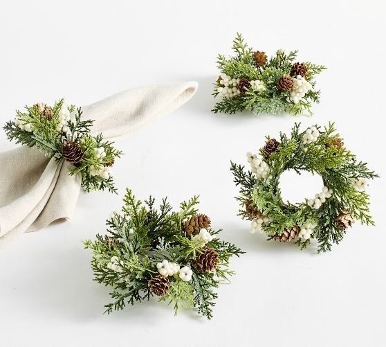 White Berry Pinecone Napkin Rings - Set of 4 | Pottery Barn (US)