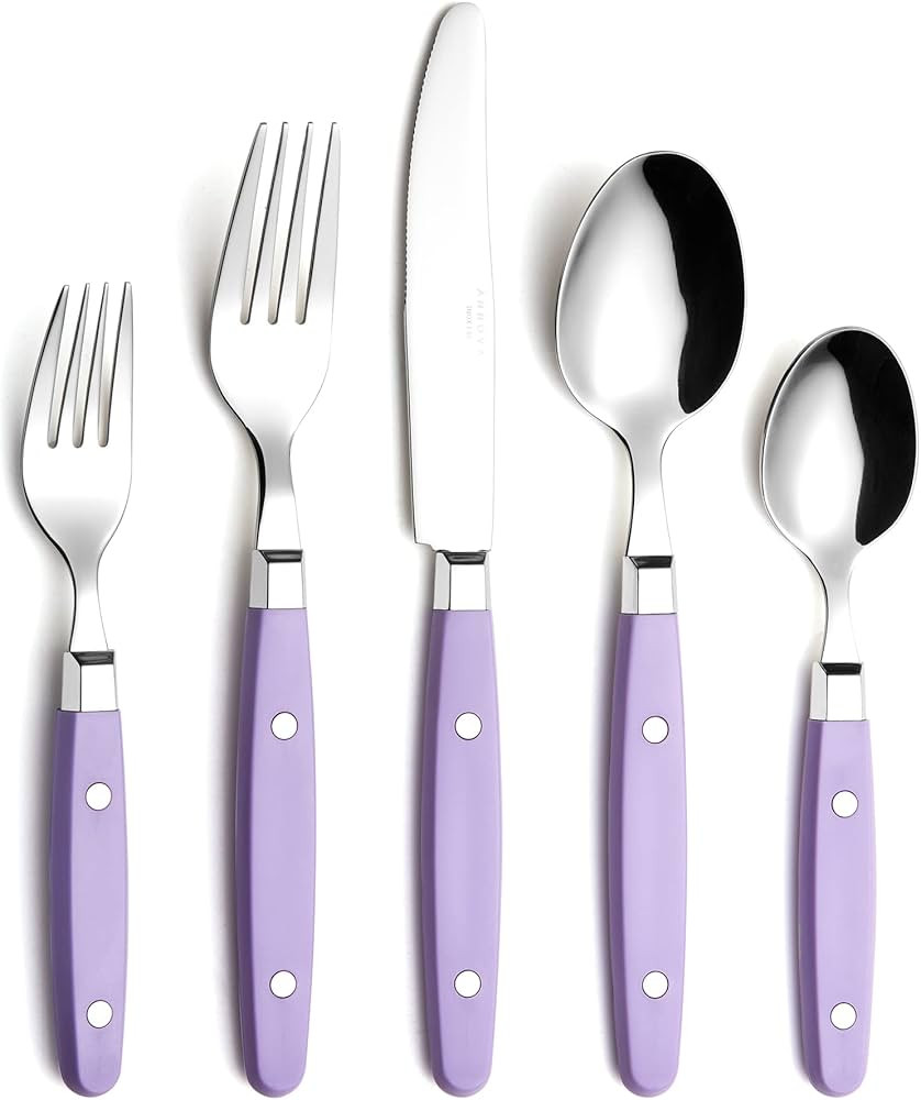 ANNOVA Silverware Set, Retro/Rivet Colorful Stainless Steel Tableware Kitchen Flatware Set Utensi... | Amazon (US)