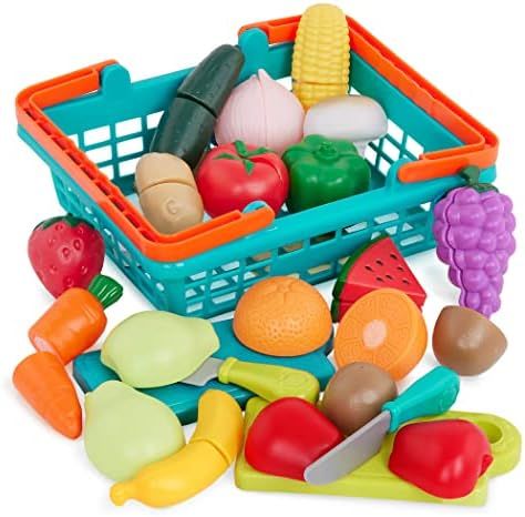 Battat Play Food for Toddlers with Farmers Market Basket and Chopping Board, Toy Food for Kids Ki... | Amazon (US)