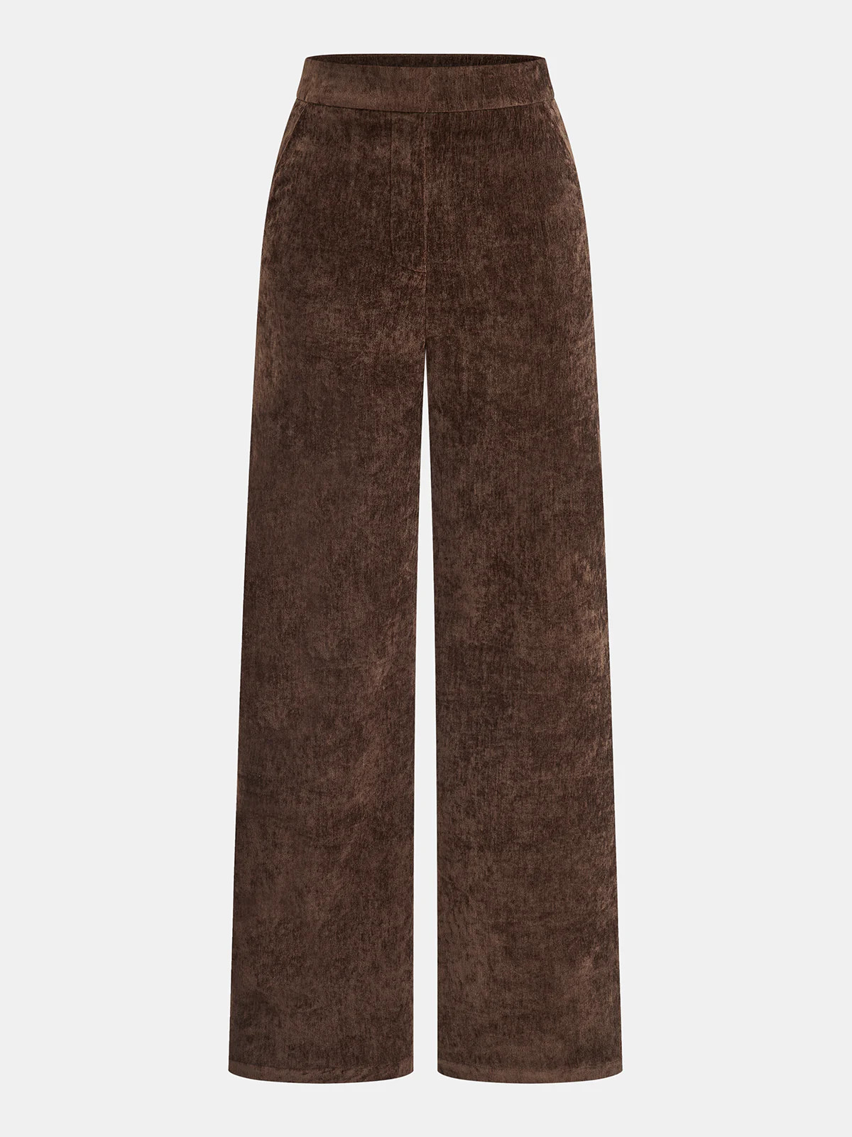 Mid-Waist Velvet Wide-Leg Pants | Commense