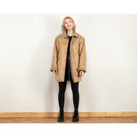 Faux Sheepskin Coat Women Beige Soft Fake Suede Shearling Coat Winter Warm Polyester Outerwear Size Large | Etsy (US)