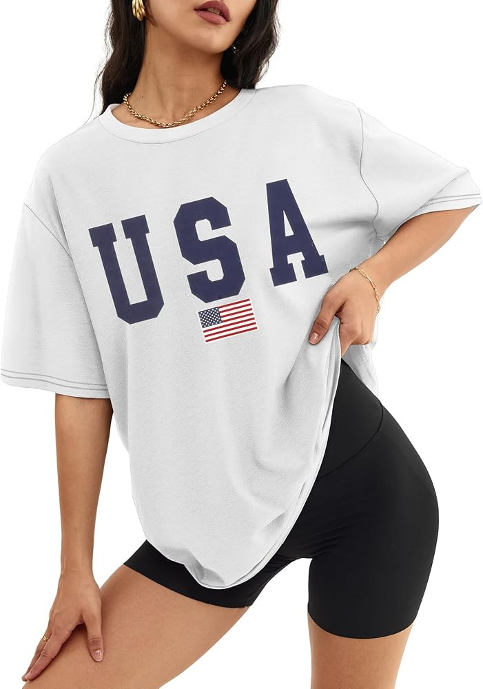 ATHMILE Womens Oversized T Shirts Casual Tee Workout Tops Gym Clothes Summer Loose Fit Short Slee... | Amazon (US)