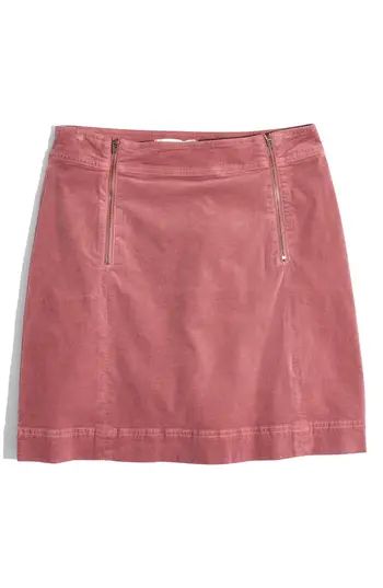 Women's Madewell Velveteen Two-Zip Skirt | Nordstrom