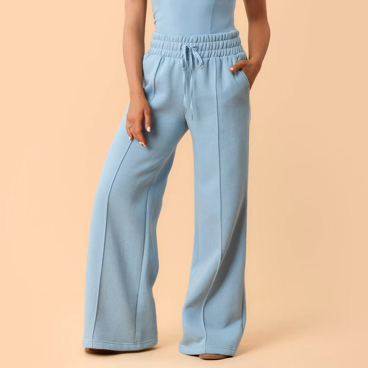 Blogilates Women's Travel Trouser High-Rise Wide Leg Sweatpants - Light Pink M | Target