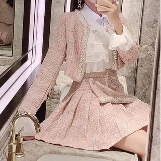 Kokuko Set: Tweed Jacket + Mini Skirt | YesStyle | YesStyle Global