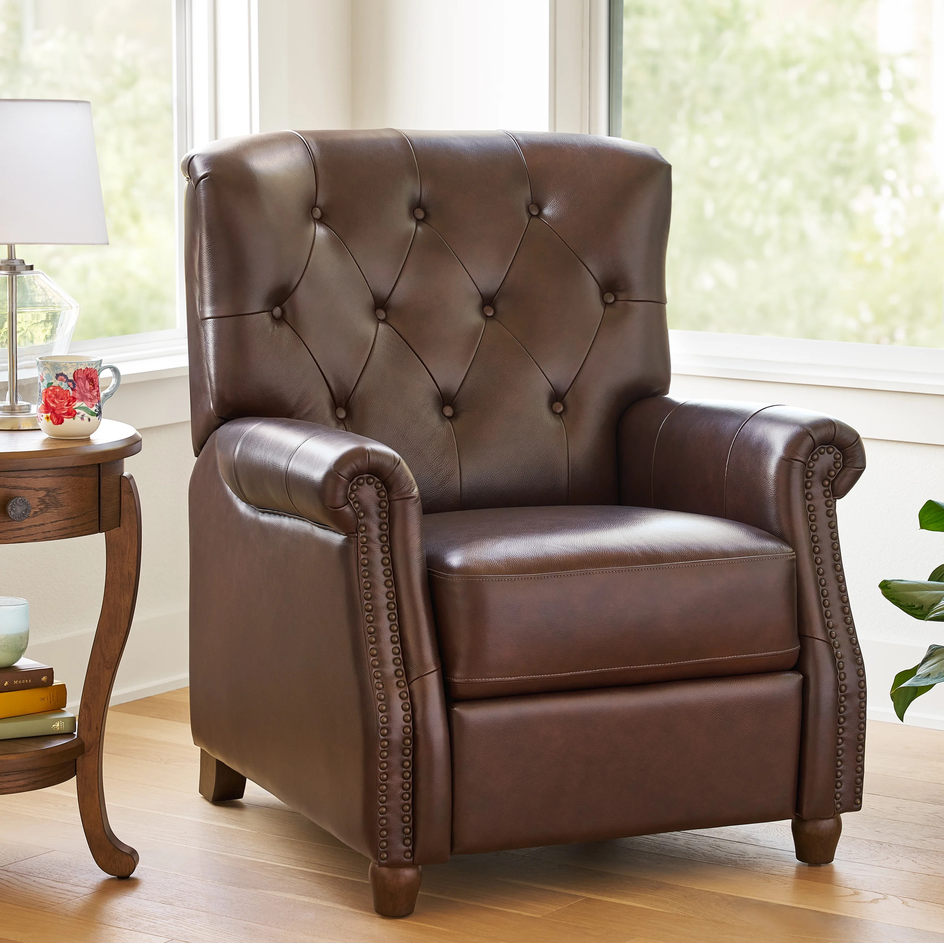 Pioneer Woman Harper Leather Recliner, Whiskey Upholstery | Walmart (US)