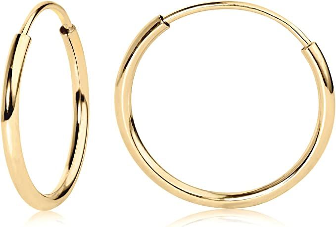 14k White or Yellow Gold Endless Hoop Earrings (10-20x1.0mm) | Amazon (US)