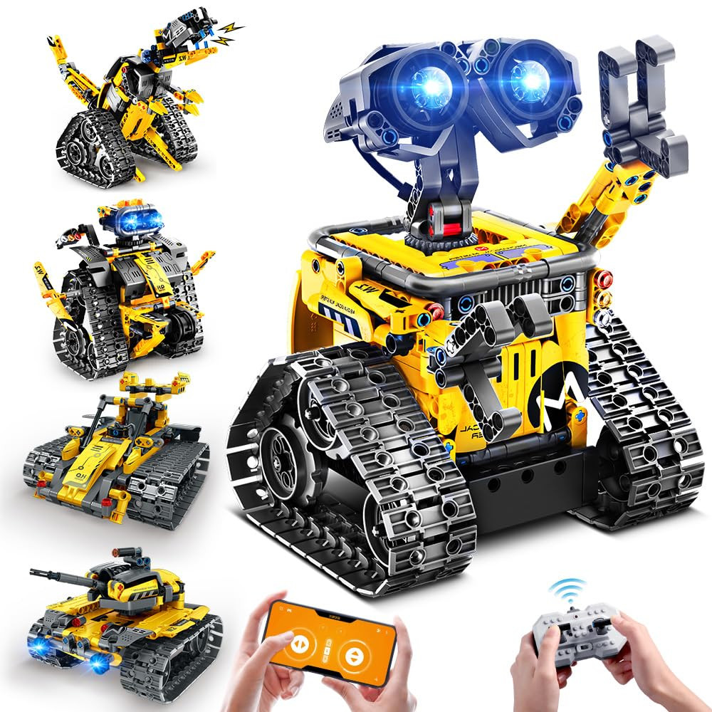 Robot Toys for Kids Building Set, 520 PCS App & Remote Control Robotics Kit, 5-in-1 RC Wall Robot... | Amazon (US)