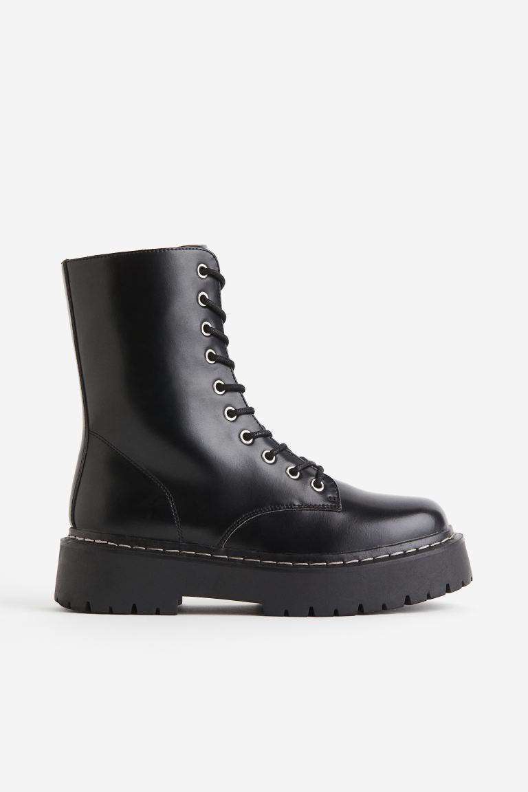 Lace-up Boots - Black - Ladies | H&M US | H&M (US + CA)