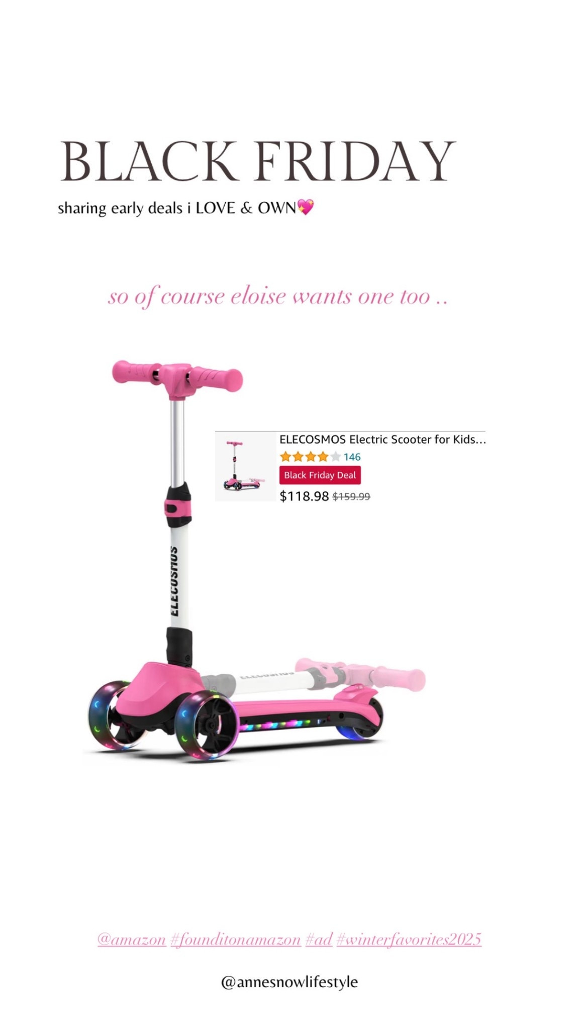 the electric scooter my 4 year
old wants for Christmas 💖🎄 ordered it on black friday sale!! 

@amazon #founditonamazon #ad #winterfavorites2025

#LTKKids #LTKCyberWeek #LTKGiftGuide