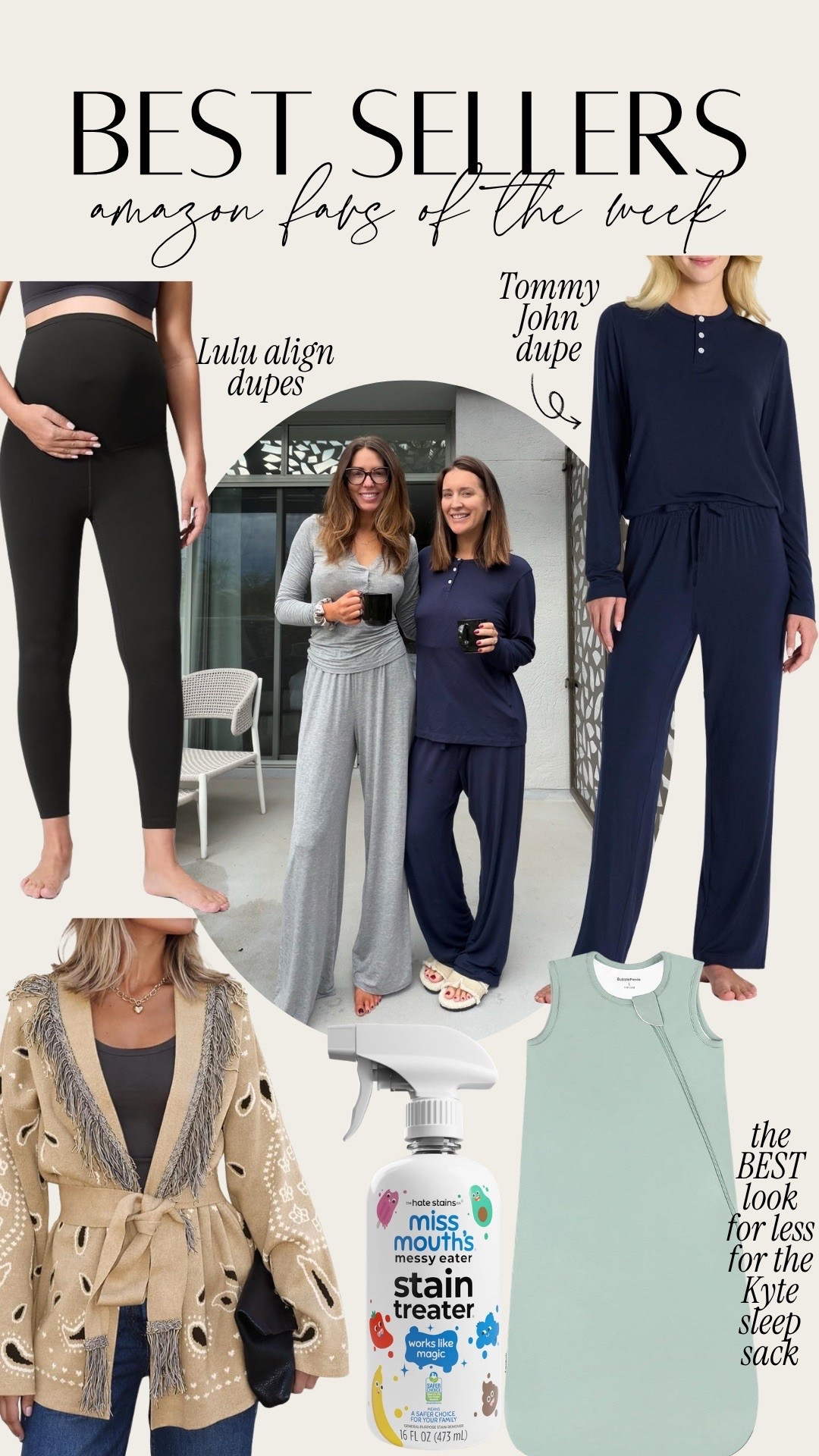 Best sellers of the week!! Lulu lemon align dupe maternity leggings in both maternity and regular, my pajamas are a look for less for Tommy John second skin, wore them in the hospital postpartum and still love therm now. I sized up to Medium. The best kyte baby sleep sack look for less!

#LTKmomlife #LTKBump #LTKBaby