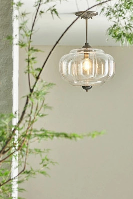 The Eloise Scallop Glass Indoor/Outdoor Semi-Flush Mount Pendant Light | Anthropologie (US)