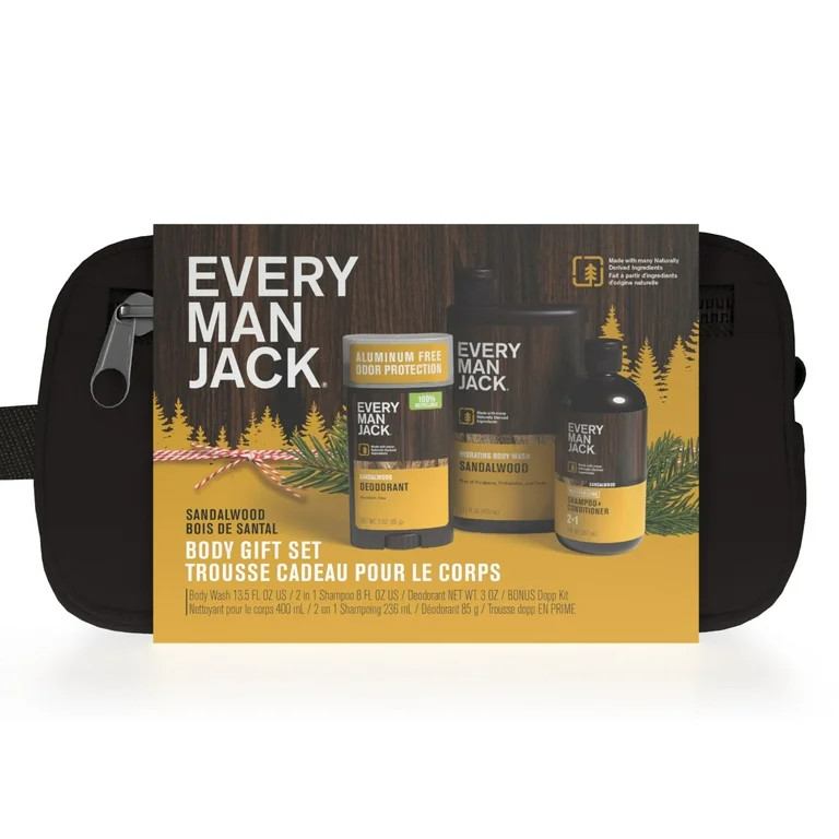 Every Man Jack Sandalwood Holiday Body Dopp Kit, Christmas Holiday Gift Set for All Skin Types, 1... | Walmart (US)