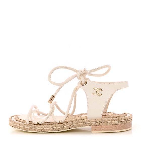 Lambskin Espadrille Sandals 36 White | FASHIONPHILE (US)