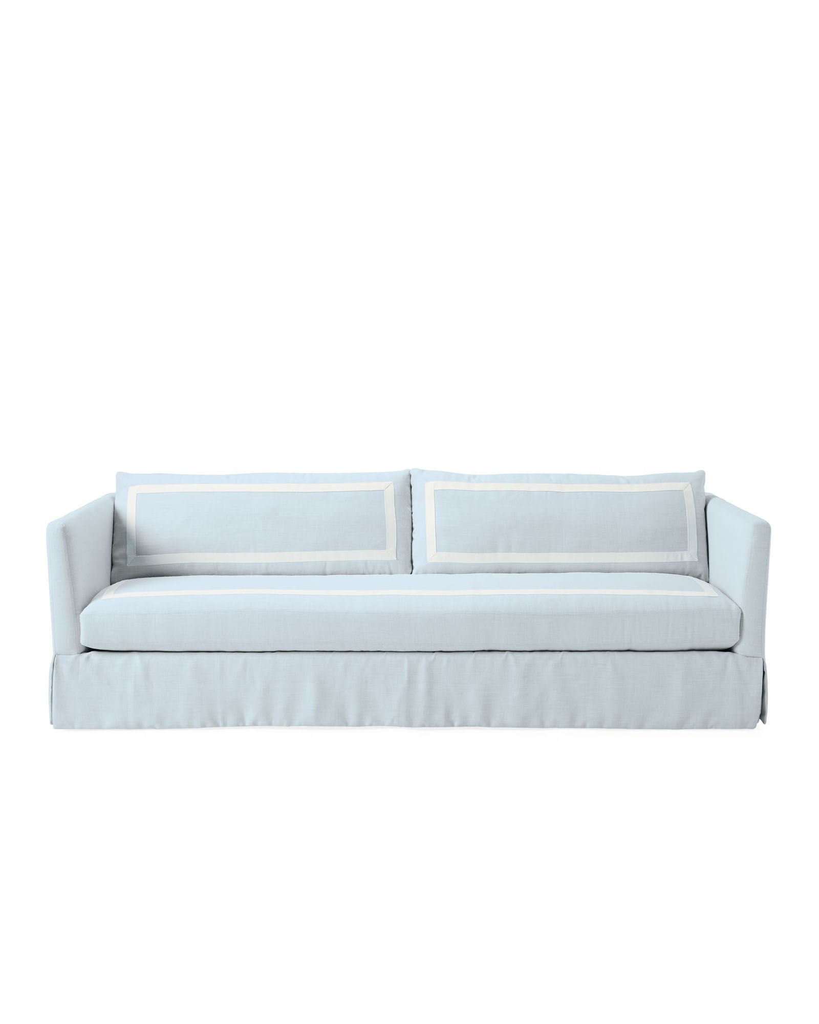 Cutler Sofa - Sky Washed Linen with White Applied Border | Serena and Lily